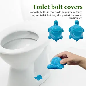 Turtle Toilet Bolt Covers Decorative Toilet Screw Cover Caps, Sea Turtle Bathroom Decor Toilet Caps for Bottom of Toilet, Toilet Knob Covers for Bottom of Toilet White Turtle Toilet Decor Coastal 2pcs