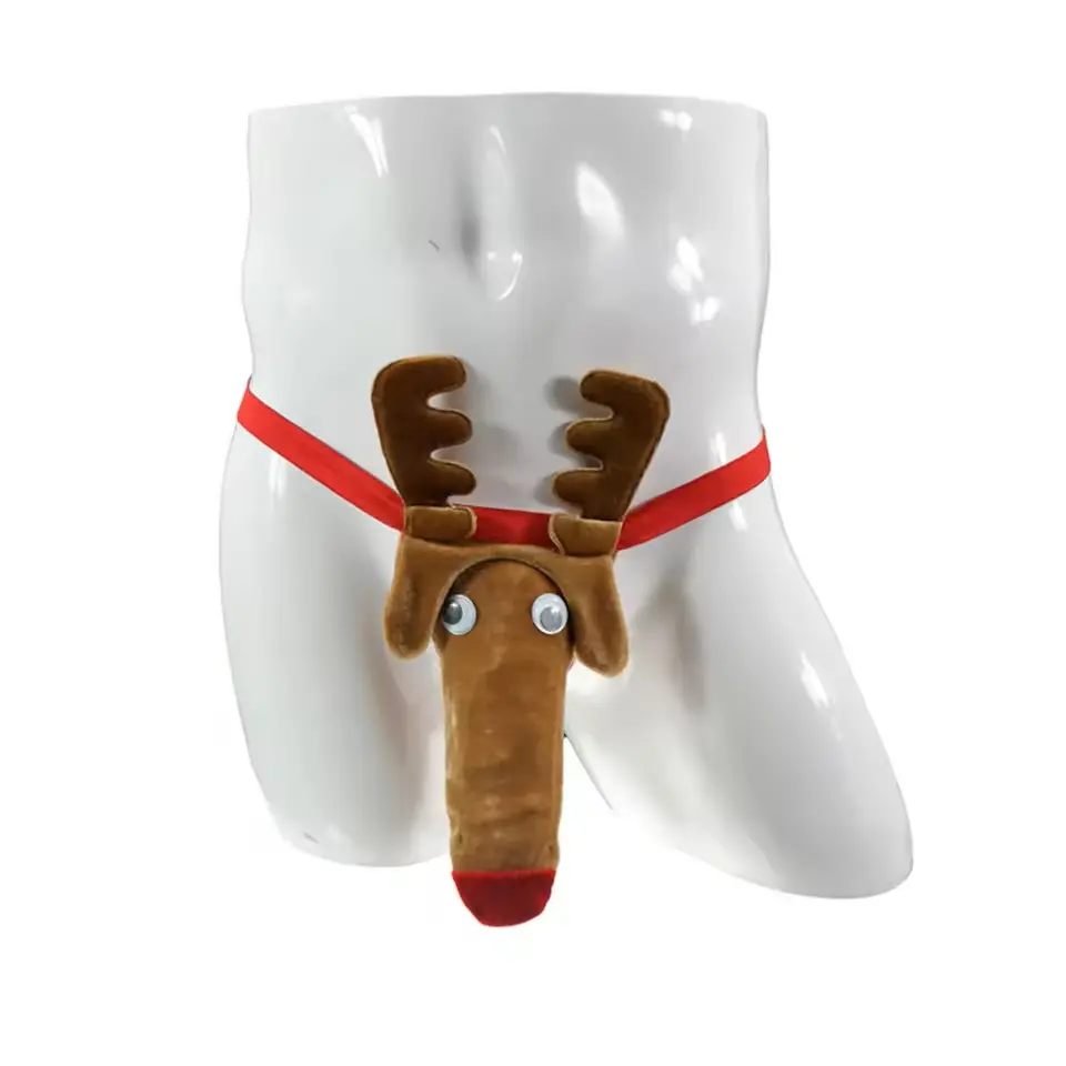 1pc Sexy Men's G-Strings T Back Bikini Briefs Lingerie Underwear Christmas Reindeer Bulge Pouch Thongs Funny Man Panties