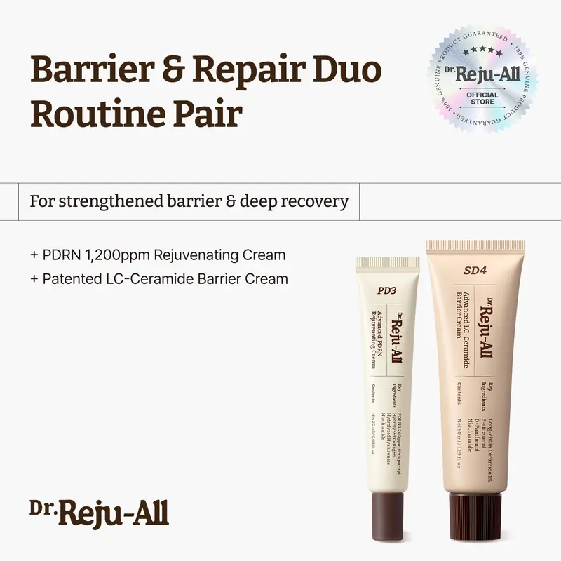 [Official] Dr.Reju-All Barrier & Repair Duo - Advanced PDRN Rejuvenating Solution + 1% Patented Long-Chain Ceramides LC Formula, Daily Barrier Intensive Cream for Sensitive Skin, Hydrates, Smooth Skin Routine Support