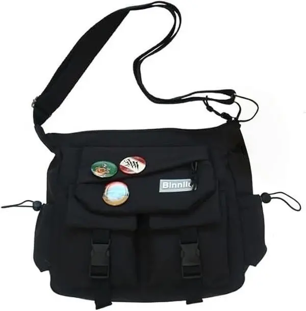Trendy Messager Slings Bag Crossbody  Multi-Pocket Adjustable Strap Casual Purse For Women Men Women's Slings Crossbody(with three badges)