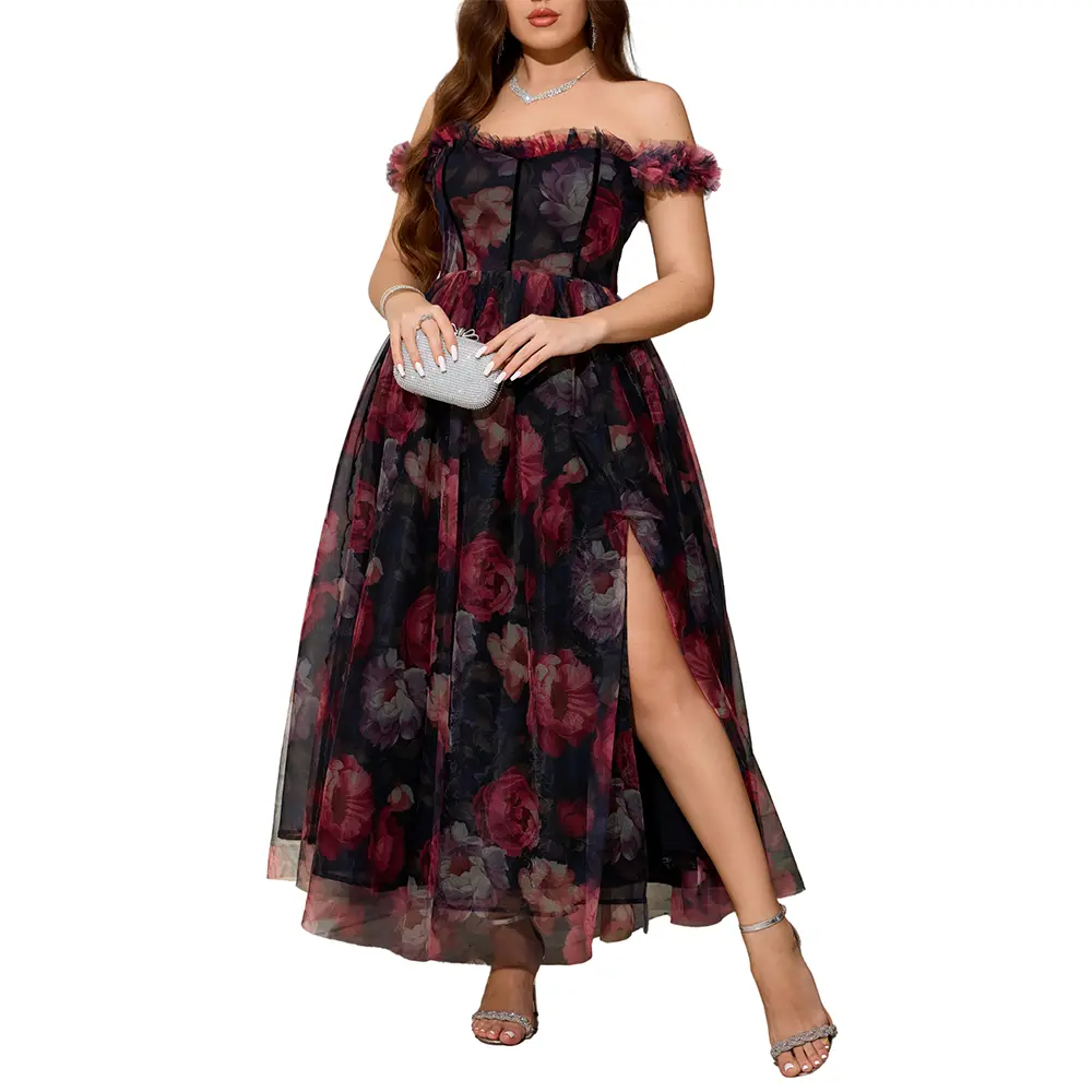 EYWOL Women's Plus Size Floral Off Shoulder Tulle Maxi Dress for Formal Party & Wedding Guest Evening Gown with Smocked A-Line Silhouette - TikTok Shop EYWOL Women's Plus Size Floral Off Shoulder Tulle Maxi Dress for Formal Party & Wedding Guest Evening Gown with Smocked A-Line Silhouette - TikTok Shop