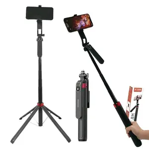 71" Tall Selfie Stick P185  tripod Quadripod with Remote & Video Balance Handle, Aluminum Alloy Extendable Cell Phone Tripod Stand, Travel Tripod Phone Holder Compatible with iPhone/Android/GoPro
