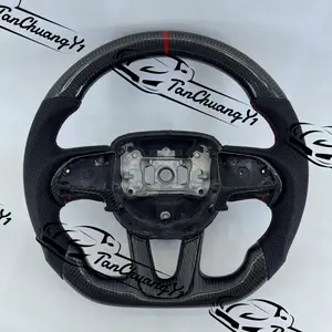 Carbon Fiber Steering Wheel Fit for Ddge Hellcat SRT 2015+ with Trim