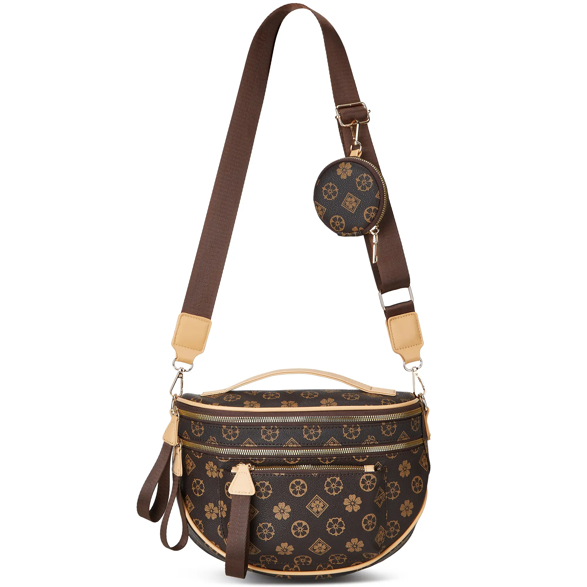 Spacious Checkered PU Leather Crossbody Bum Bag for Women, Stylish Handbag with Wallet Functionality, Purses, Crossbody Bags For Women, Zippered Sling Bag, Adjustable Shoulder Bag