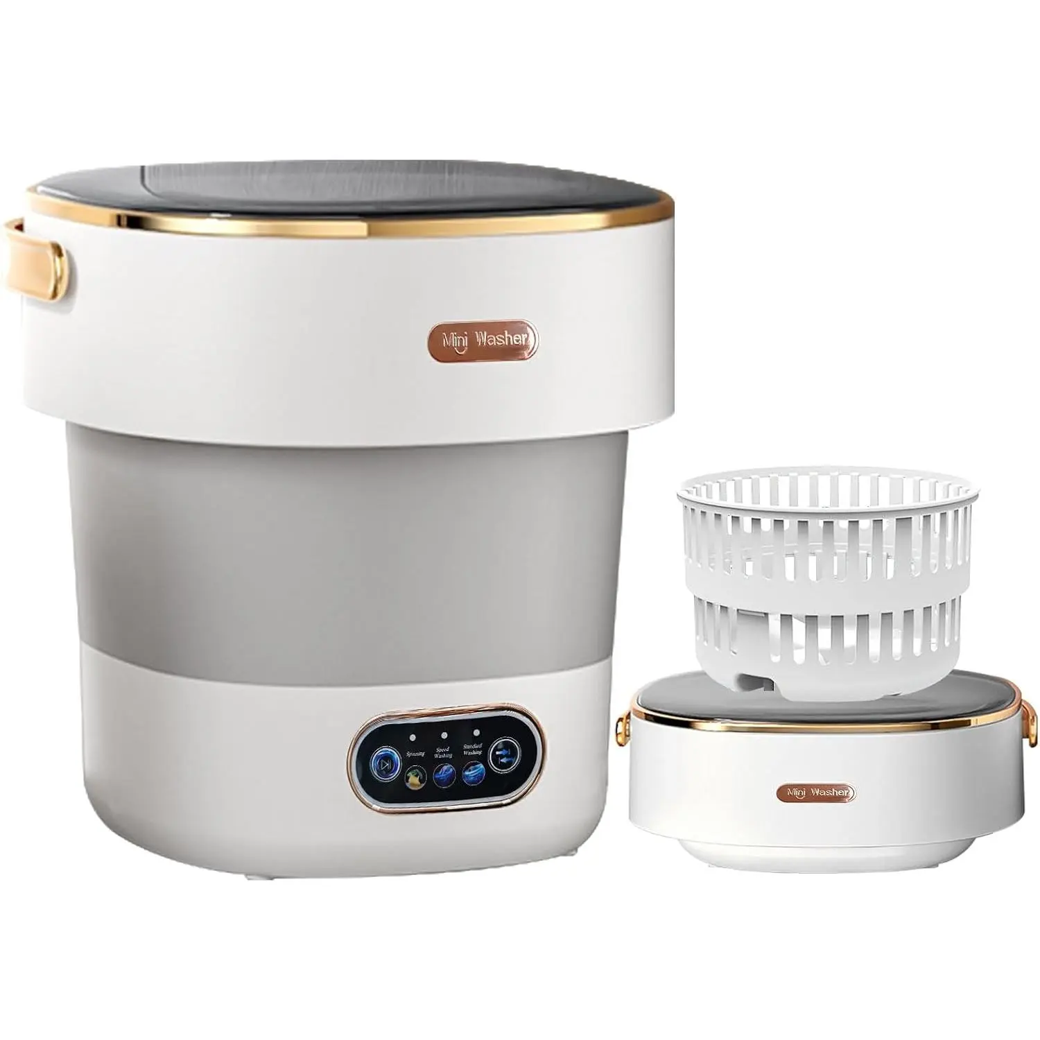 Portable Mini Washing Machine - 20L Upgraded with Spin Basket, Folding Washer for Underwear & Baby Items, Suitable for Home Apartments & Dormitories, Ash Gray