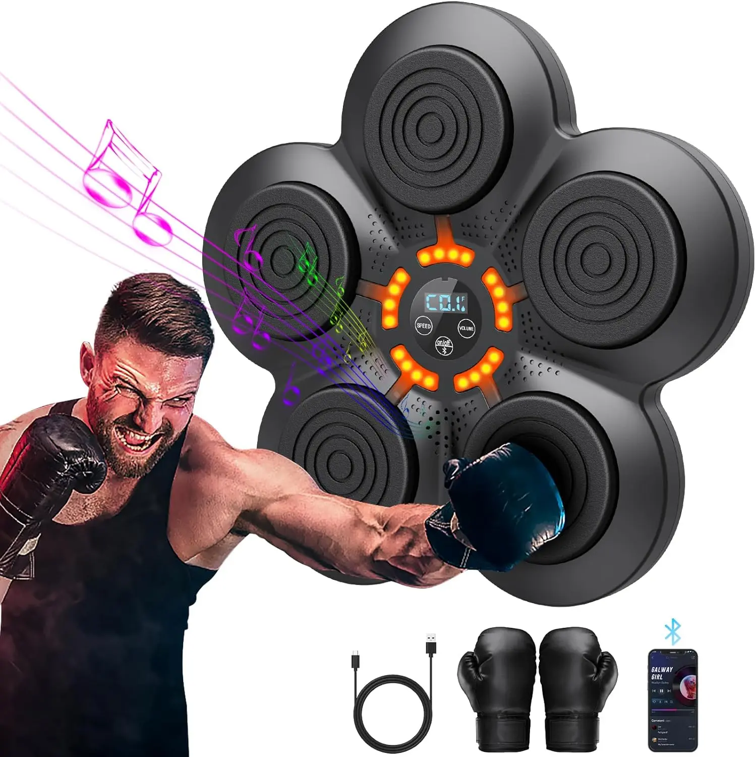 Music Boxing Machine With Boxing Gloves, Smart Bluetooth Boxing Trainer, Boxing Wall Mount Machine for Adults Kids, Electronic Boxing Target Fitness For Home Office Gym