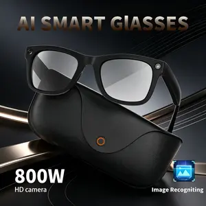 2026 Ai Smart Glasses Mt5, Real-Time Translation, 8mp Camera, 2000mah Charging Case, Ideal for Travel and Daily Use