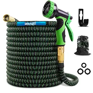 US Stock 50 75 100ft HEAVY DUTY 4X Stronger Deluxe Expandable Flexible Garden Water Hose with 10 Function Nozzles for Yard