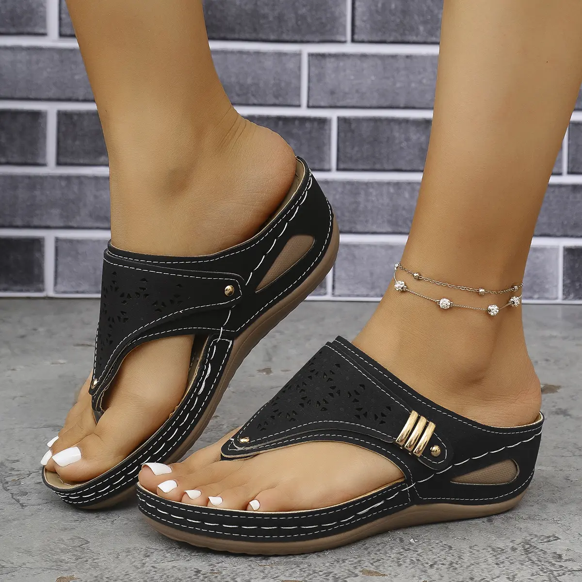 Wedges | Runs Half Size Large | Wide Friendly Women’s Retro Wedge Sandals - Breathable Comfortable Cushioned Flatform Sandals Perfect for Brunch Festive Occasions  Shock-Absorbing Sole