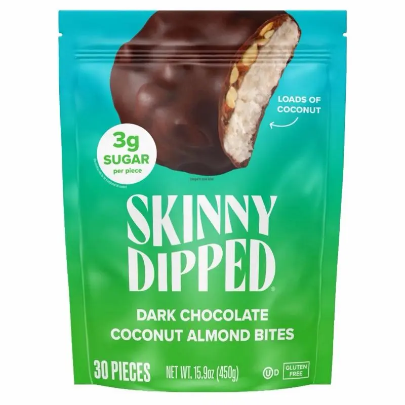 Skinny Dipped Dark Chocolate-Covered Coconut Almond Bites, 30-Count Snack Packs Skinny Dipped Dark Chocolate-Covered Coconut Almond Bites, 30-Count Snack Packs