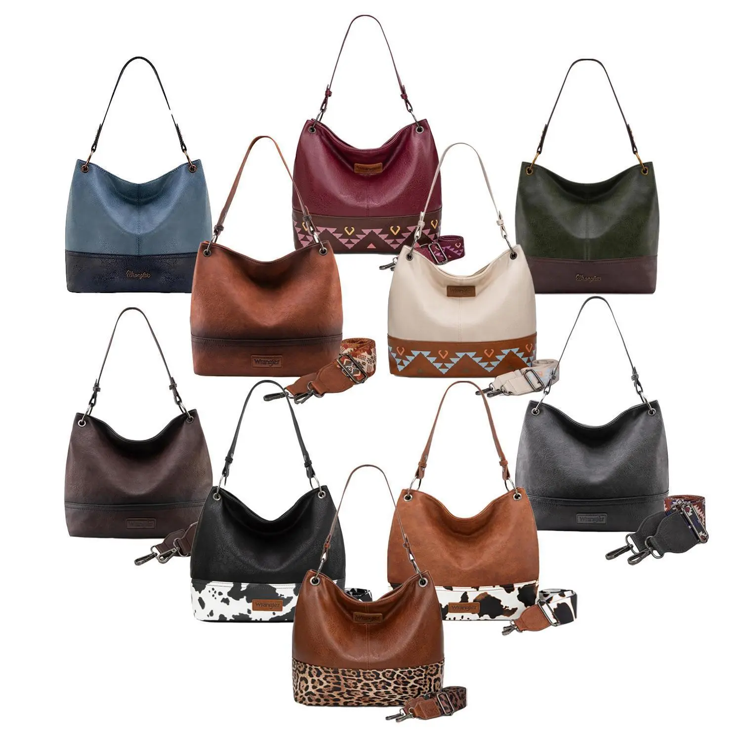 Wrangler Hobo Bag for Women Casual Shoulder Bag with Detachable Strap
