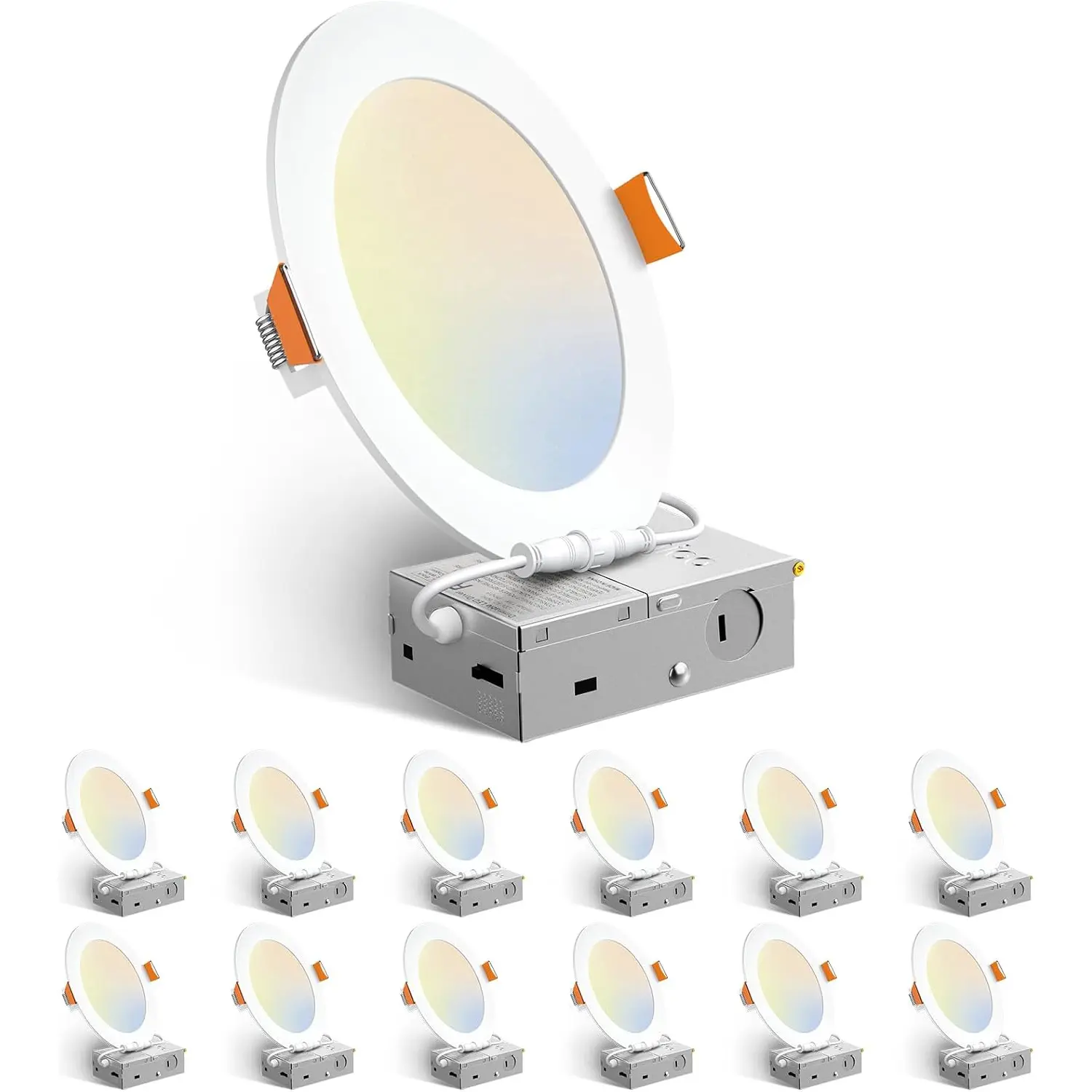 12 Pack 6 Inch LED Recessed Lighting, Canless Wafer Downlight, White