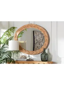 Bali & Pari 193271494583 Nara Natural Rattan Wall Mirror - Light Honey