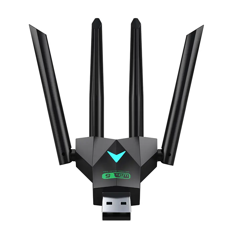 1300Mbps Dual Band WiFi USB Adapter - 2.4G/5Ghz, USB3.0, 802.11AC, 4-Antenna Wireless Receiver, Driver-Free for PC/Laptop
