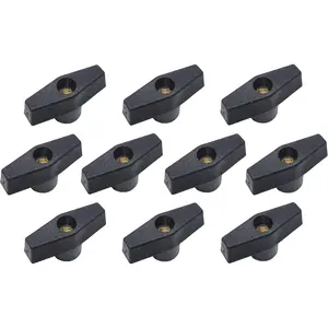 774069 Pack of 10 5/16-18 Female Thread T Knobs 2 inch Wide by 1" high with Solid Brass Through Insert