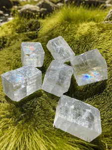 Iceland Spar, Clear Optical Calcite Cubes, Raw Clear Optical Calcite, Home Decoration, Mineral Specimen, Crystal Gifts, Natural Stone Decor