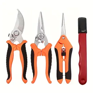4-Piece Pruning Shears Gardening Scissors Set, Bonsai Fruit Tree Branches Multi-Use Tools, Stainless Steel Garden Clippers, Garden Anvil Trimmer, Tree Trimmer