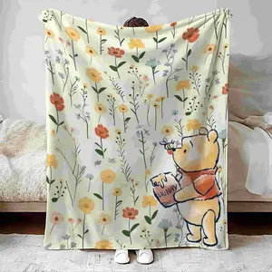 DISNEY CLASSIC Winnie the Pooh Flannel Blanket - Soft Blanket With Winnie the Pooh and Pals Printed on it for Bed, Sofa, Office and Outdoor Use Outdoor Blanket Themed Decorative Blanket Durable Cozy Blanket