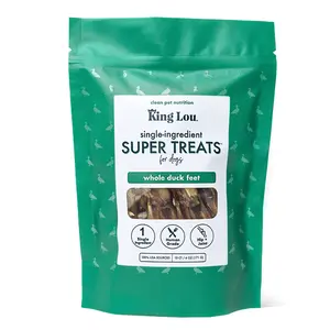 King Lou Whole Duck Feet Dental Treats for dogs, Human-Grade, Single Ingredient, 100% USA Pet Supplies Chews All Natural Food