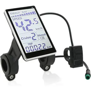 Electric Bicycle LCD Display, 24V 36V 48V 60V Universal E Scooter M5 E Bike Display Meter Control Panel Waterproof 5 Pin Electric Scooter Panel Screen for 31.8 22.2mm Electric Bikes
