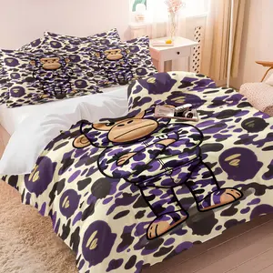 Bape Purple Camo Duvet Cover Set, 1 Duvet Cover & 1-2 Pillowcases (no Pillows), Classic Cross-Armed Ape Design, Soft Comfortable Bedding, Street Style Fashion Bedroom Decor, Gift for Streetwear Enthusiast, Bed Sets