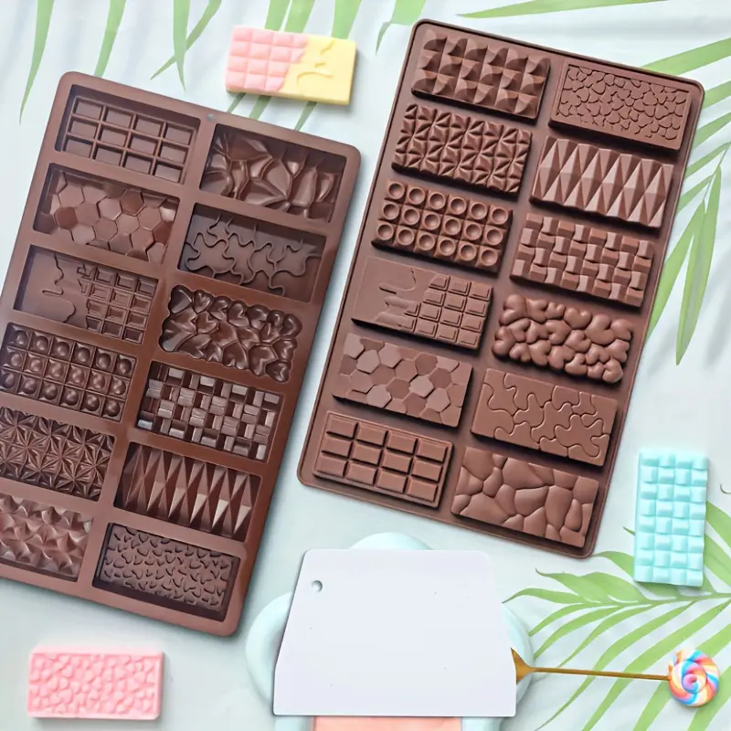 2 Pack Chocolate Molds Silicone Chocolate Bar Mold Candy Molds Non-Stick Baking Molds for Candy, Ice Cubes, Soap Making, Pistachio