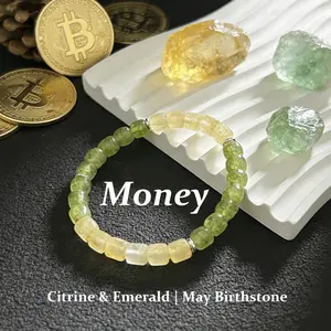 Natural Citrine & Green Phantom Crystal Wealth Healing Bracelet Vibrant Prosperity Crystal Bracelet Abundance Serenity Unisex Daily Jewelry, May Birthstone, Mother's Day / Teacher's Day / Nurses' Day Gift