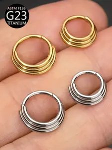 1pc 16g F136 Titanium Septum Hoop Nose Ring, Unisex Punk Style, All-Seasons Wear, Ideal for Cartilage & Tragus Piercings