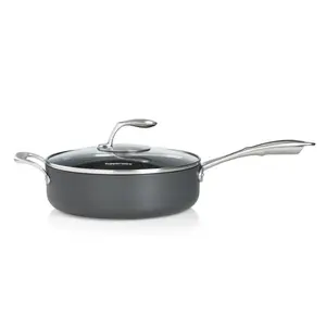 Tupperware Chef Series II Sauteuse Pan with Glass Cover 3.2 qt Non-Stick Hard-Anodized Aluminum PFOA-Free Easy Cleaning Versatile for Gas Electric Ceramic Induction Cooktops