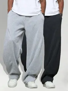 2Pcs Teens Boys Teenager Cargo Pants Sweatpants Pull On Fleece Athletic Jogger OutfitsClothes Dark Grey/Black Size8-16 Years KB2786