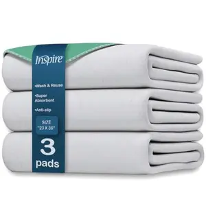 Inspire Washable and Reusable Incontinence Chair or Bed Pads | 3 Pack Waterproof Mattress Pad Chucks Pads | Reusable Bed Pads Washable Waterproof Chux Pads | Pee Pads for Adults Use As Pet Pad