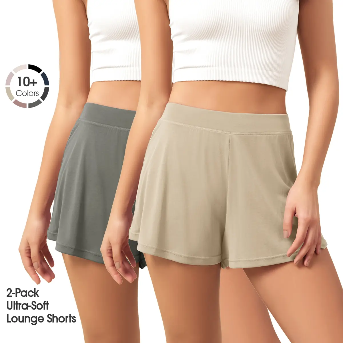 ODODOS 2-Pack Ultra-Soft Modal Lounge Shorts for Women – Lightweight & Breathable Sleepwear, 3" Inseam, Lady, Fabric, High Rise, Basic, Loose Legs, Cool All Night, Above Knee