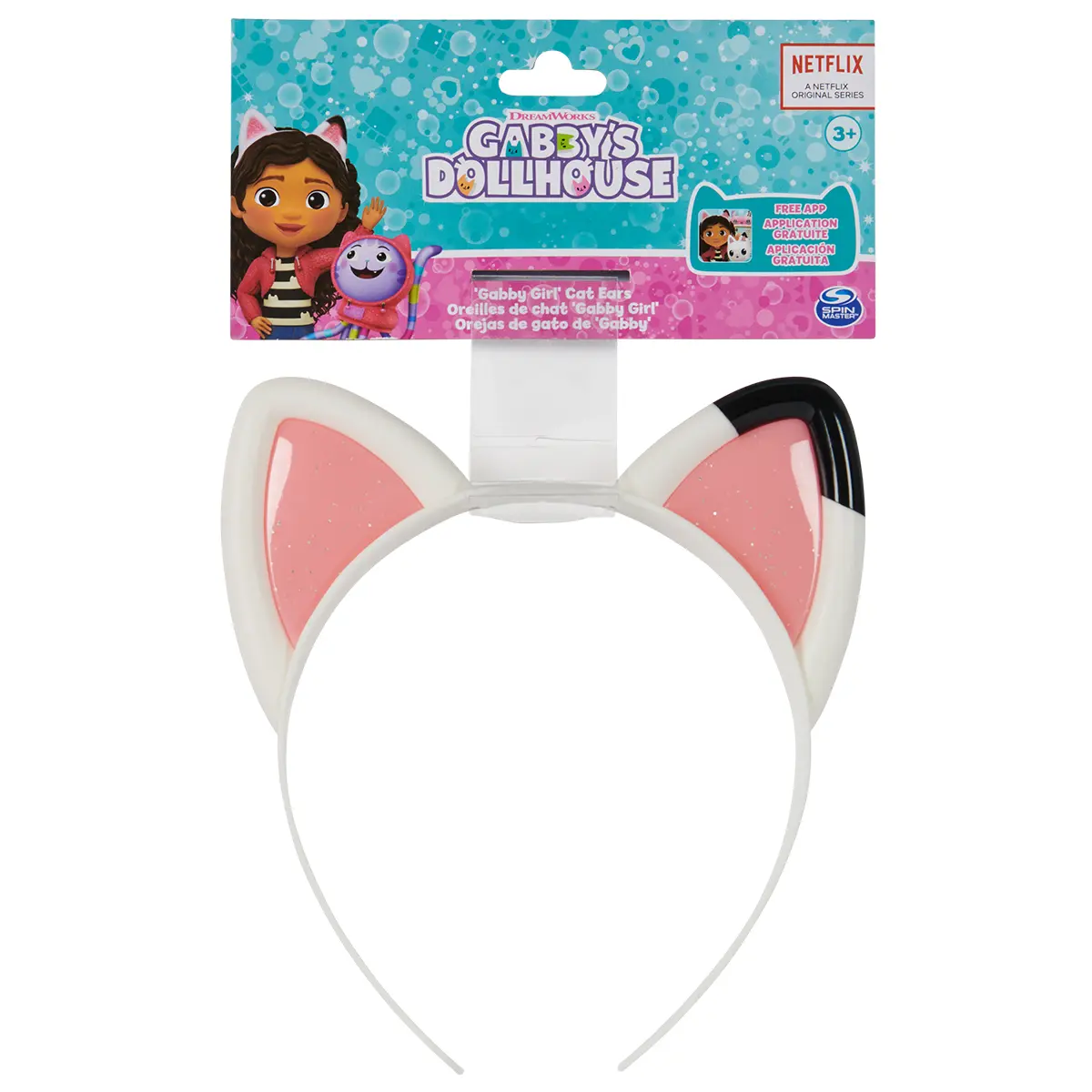 Girls' Cat Ear Headband with Sparkly Details, Pink and Black Hair Accessory for Dress-Up, Costume Parties, and Playtime, Gabby Inspired, Cute, Fashion, Animal-Ear Headbands, Sparkles, Sparkle Detail, Animal Shaped Headbands