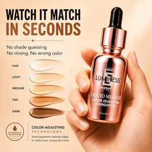LUMINESS Liquid Mirage Color Changing Foundation for Mature Skin - Skincare-Infused Cosmetic with Hyaluronic Acid, Vitamin E, Moisturizer Benefits, Lightweight, Radiant Coverage