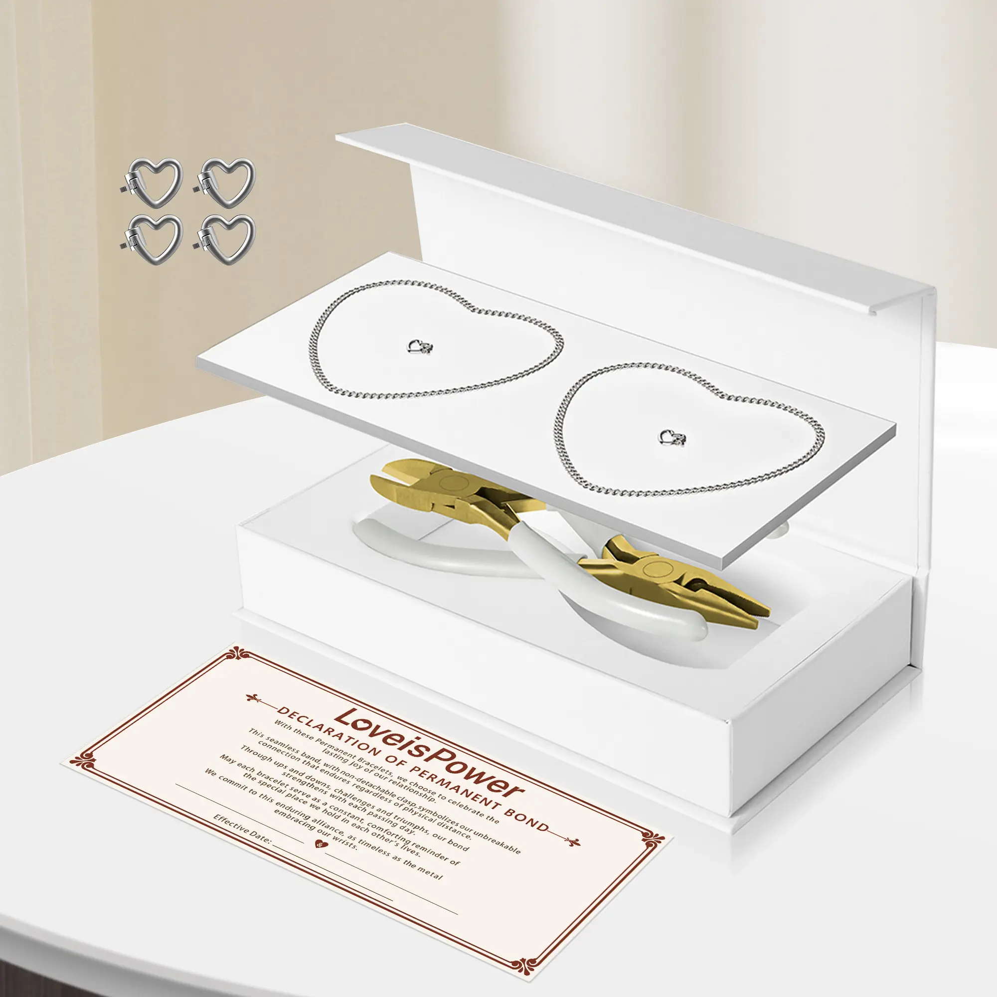 Permanent Locking Bracelet Kit - Unisex Fashion Accessory, Ideal Anniversary or Valentine’s Day Gift for Couples