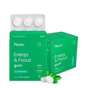 Neuro Energy Caffeine Gum/Mints for Energy & Focus - Sugar-Free with L-theanine, Caffeine, Vitamin B12 & Vitamin B6 - Spearmint Flavor