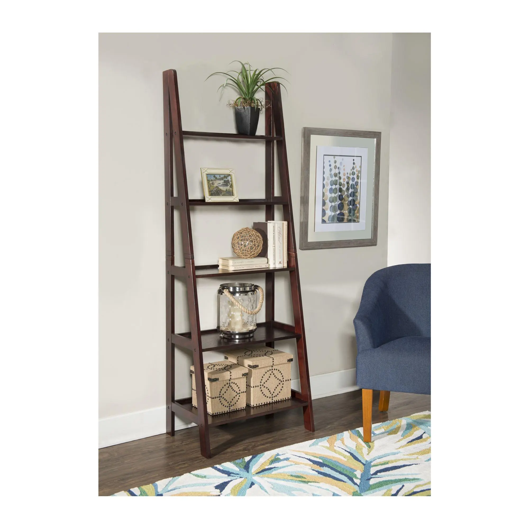 Linon Home Mircea 5-Shelf Ladder Bookshelf Linon Home Mircea 5-Shelf Ladder Bookshelf