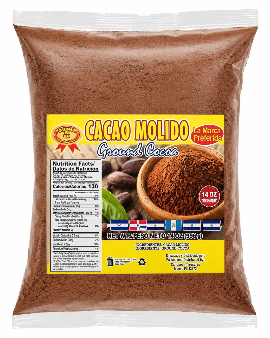 Ground Cocoa Powder 14 oz (396 g) – Cacao Molido