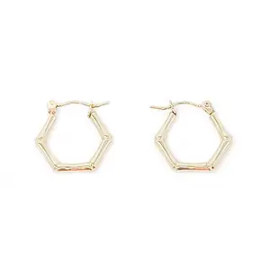 POWERBEADS BY JEN Women's Non-Tarnish Gold Bamboo-Shape Small Hoop Earrings, Female-Focused Costume Jewelry with Stainless Steel Posts