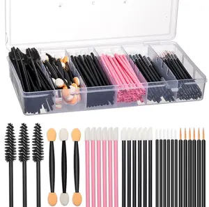 300PCS Disposable Makeup Applicator Kit - Mascara Wands Lip Gloss Applicators Eyeliner Brushes Eyeshadow Sponges Brow Brushes Professional Tools with Storage Box for Salon & Home Use