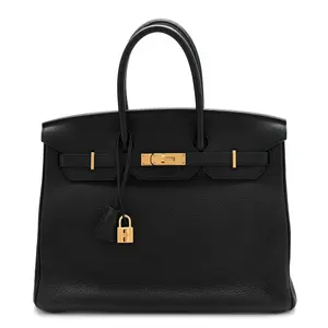 Pre-owned HERMÈS Leather Travel Bags Togo Birkin 35 Black