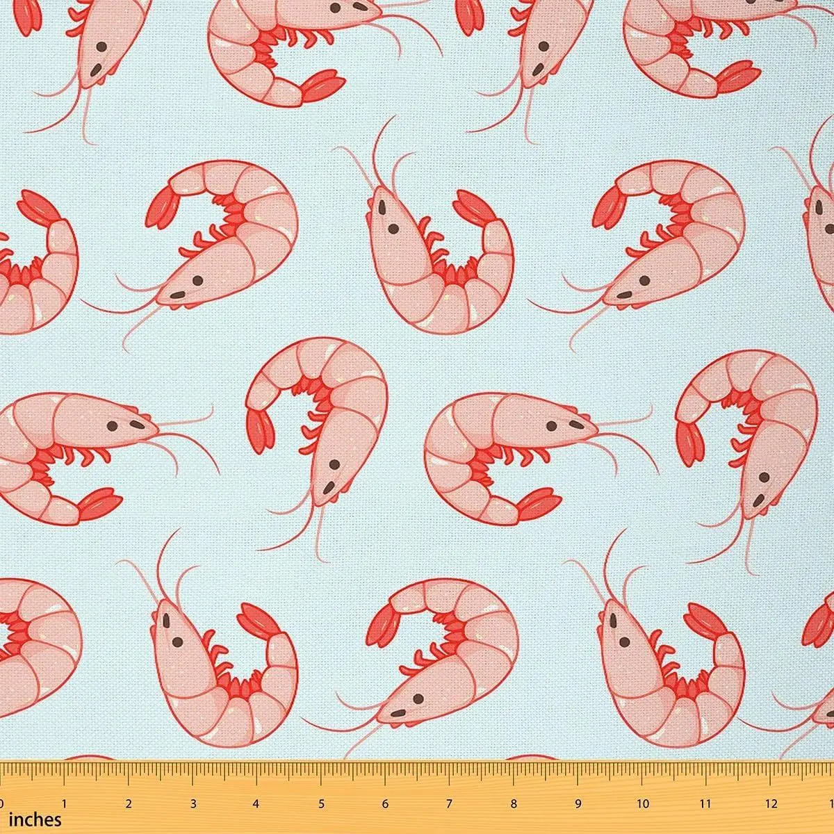 Cartoon Shrimp Fabric Cute Watercolor Wild Sealife No Stretch Fabric Sewing Pink Lovely Ocean Creature Decor Soft Flannel Polyester Fabric DIY Home Accents Pre-Cut