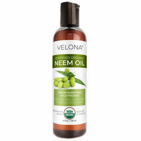 Velona USDA Certified Organic Neem Oil - 4 fl oz Cold-Pressed Virgin Unrefined Cosmetic Multi Purpose Healthcare Body Oil for Adults, Hydrating, Moisturizing, Chemical-Free Beauty & Personal Care
