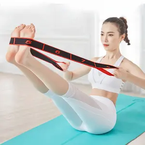 Stretching Strap Yoga Stretch Belt with 8 Loops Multi-Segment Design & Storage Bag Elastic Exercise Strap for Physical Therapy Home Workout Pilates Hamstring Full Body Flexibility Training Red
