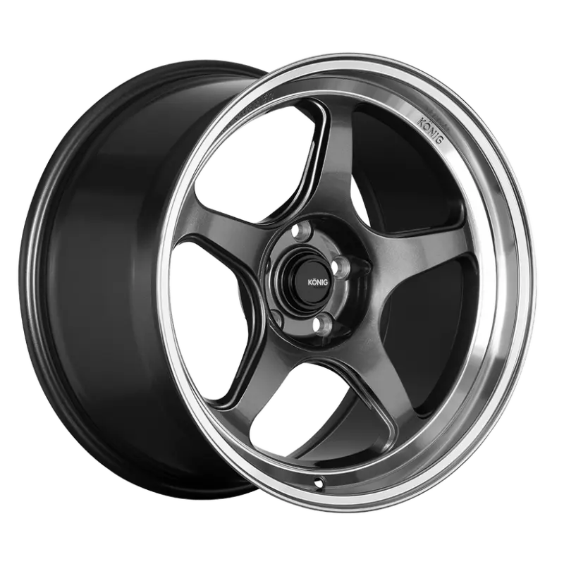 Konig Hyperspec 18x9.5A 5x114.3 ET25 Anthracite Metallic Wheel w/ Mirror Machined Lip (Knurled Bead)
