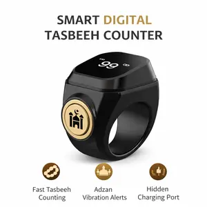 Muslim Tasbih Ring | 33/99 Zikr Vibration Reminder + Azan Prayer Alerts | APP Sync Waterproof Digital Counter for Prayer/Meditation | Islamic Worship Essential