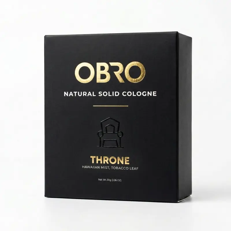 OBRO Throne 15g Alcohol-Free Aromatic Cologne for Adults - 100% Natural Essential Oils, Sulfate-Free, No Parfum/Fragrance Loophole Synthetics, Bold Confident Wood Scent, Oud-Mist-Musk Blend, TikTok-Featured Unisex Beauty Fragrance