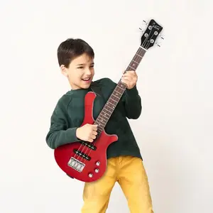 【Christmas Gift】Ktaxon 36-inch 4-String Electric Bass Guitar Kit for Kids - J-Type 2 Single-Coil Pickups, Rosewood Fretboard, Mahogany Body (Natural Finish / Red / Yellow)