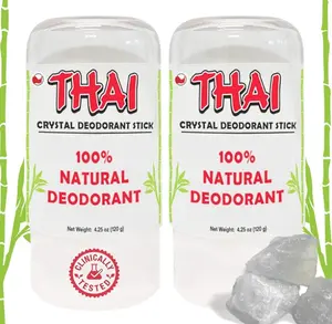 2-PACK Thai Deodorant Stones - Clinically Tested - Crafted in USA - Dermatologist Approved Natural Crystal Salt Odor Protection for Men, Women & Teens