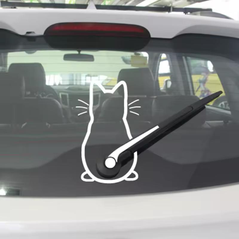 Car Rear Windshield Wiper Decal, Reflective Funny Animal Vinyl Sticker, Universal for Truck Car Bumper, Auto Exterior Decor